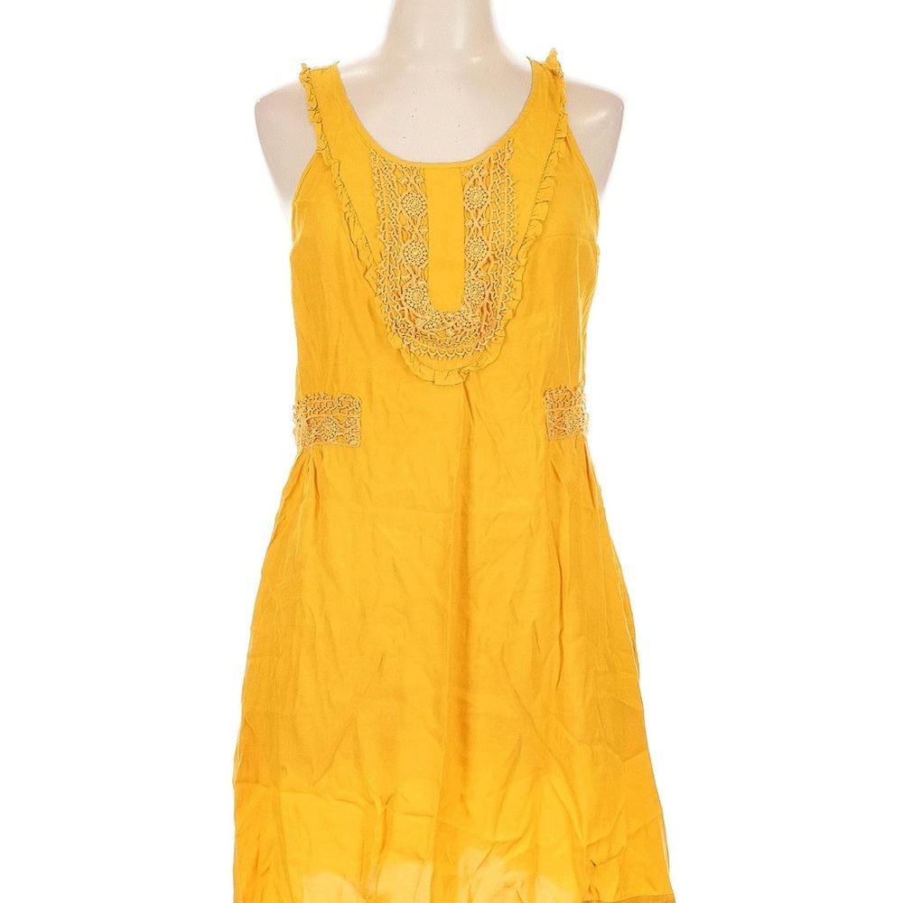 Maeve Yellow Sleeveless Crochet-Trim Sundress